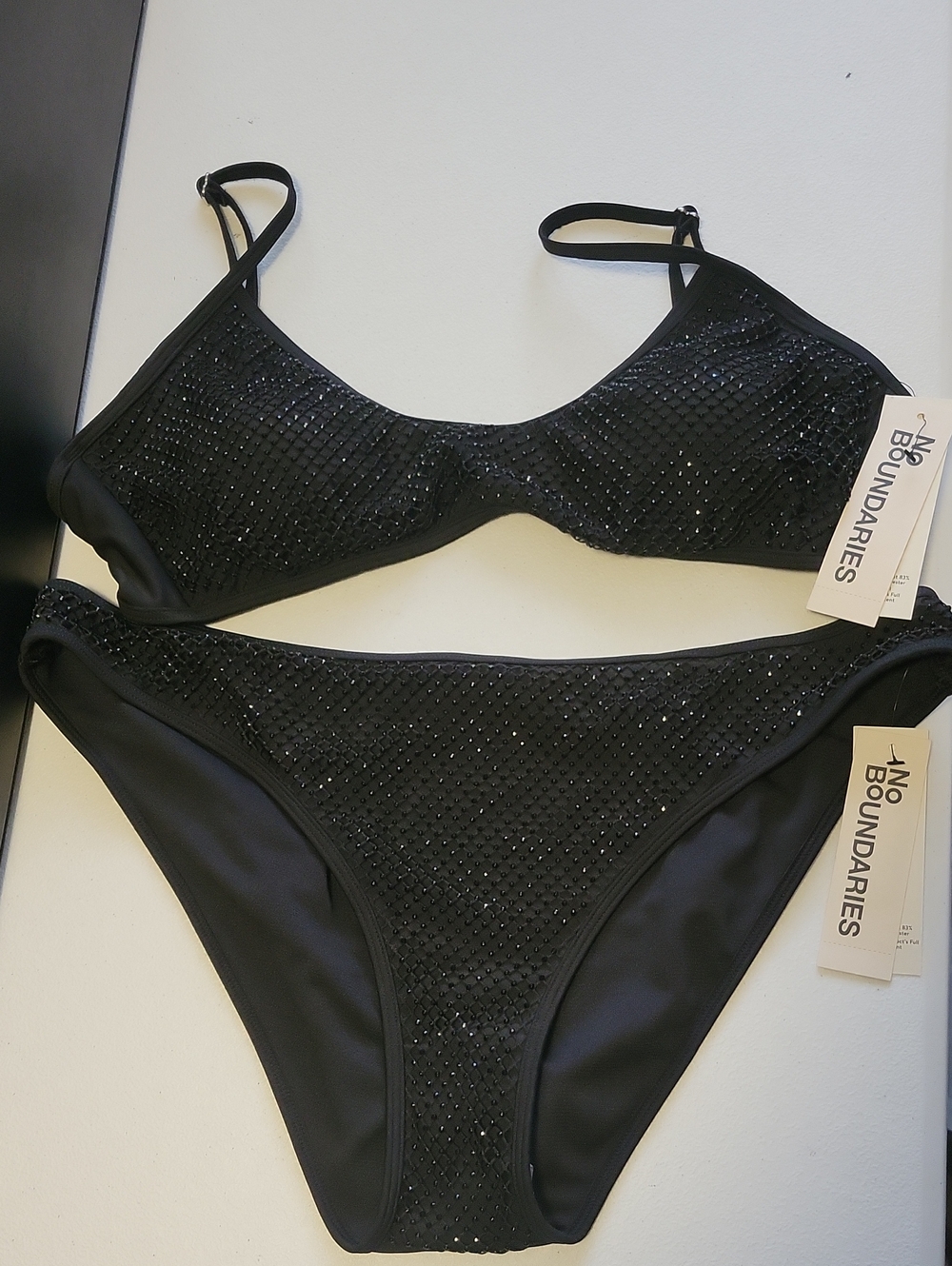 Black Embellished Bikini Set.  T22